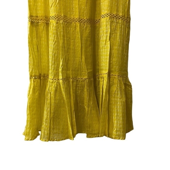 NWT Free People Midnight Dance Print Maxi in Canary Combo XS Tiered Crochet - Picture 5 of 15